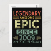 Carte Postale 13e anniversaire légendaire 2009 Officiel Adolesce (Devant / Derrière)