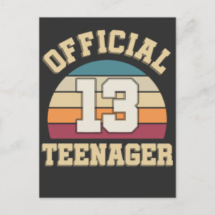 Carte Postale 13e anniversaire Rétro Adolescent officiel