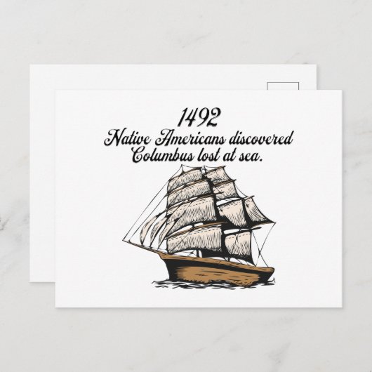 Carte Postale 1492 Columbus découvert perdu en mer (Devant / Derrière)