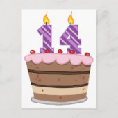 Carte Postale 14 ans sur le gâteau d'anniversaire (Devant)
