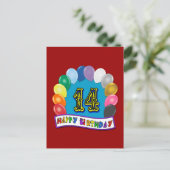 Carte Postale 14e anniversaire Cadeaux avec Ballons Assortis Des (Debout devant)