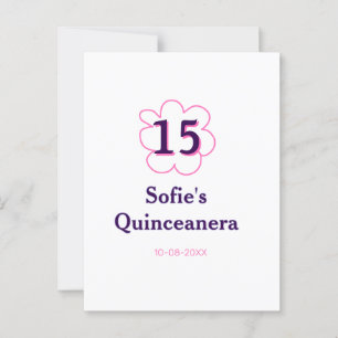 Carte Postale 15 ans quinceanera joyeux anniversaire rose violet
