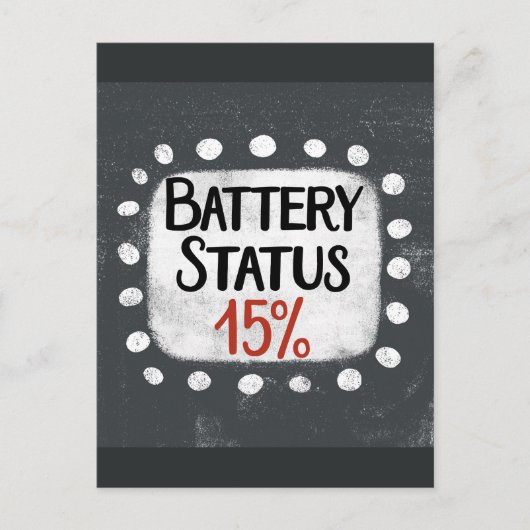 Carte postale 15 pour cent d'état de la batterie (Devant)