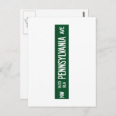 Carte Postale 1600 avenue de Pennsylvanie, Panneau routier, DC,  (Devant / Derrière)