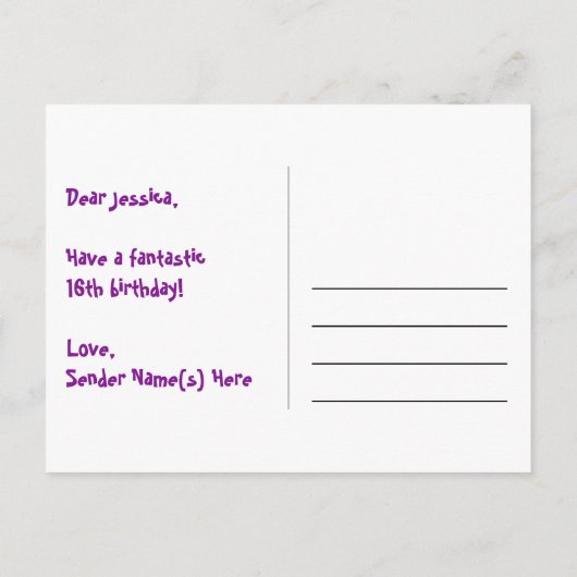 Carte Postale 16e anniversaire : Amusants Coeurs Motif, Arc-en-c (Dos)