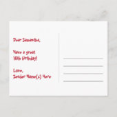 Carte Postale 16e anniversaire : Bandes roses et cœurs, Arc-en-c (Dos)