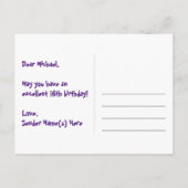 Carte Postale 16e anniversaire : Fun Stars Motif, Rainbow 16, No (Dos)