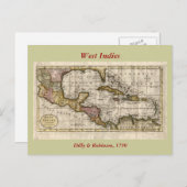 Carte Postale 1790 Map of The West Indies by Dilly and Robinson (Devant / Derrière)