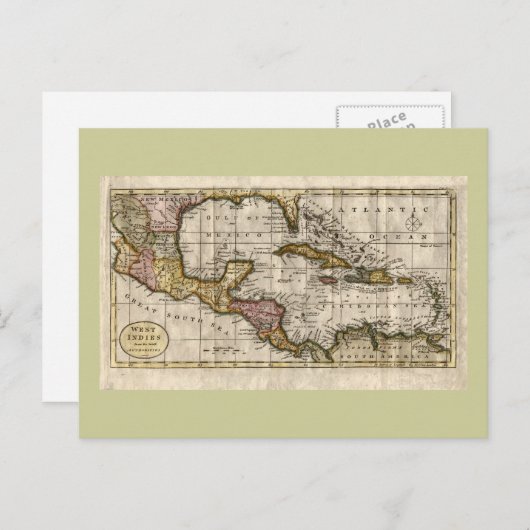 Carte Postale 1790 Map of The West Indies by Dilly and Robinson (Devant / Derrière)
