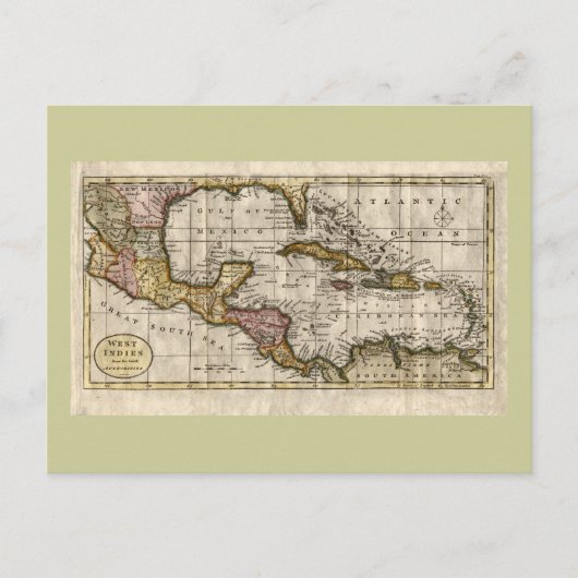 Carte Postale 1790 Map of The West Indies by Dilly and Robinson (Devant)