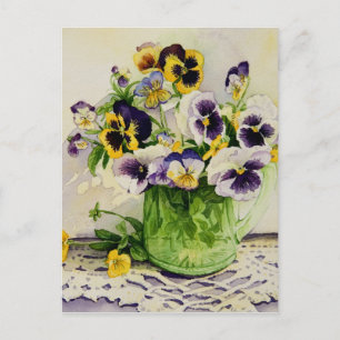 Carte postale 1794 Pansies en verre vert
