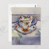 Carte Postale 1799 Teacup on Linen Postcard (Devant / Derrière)