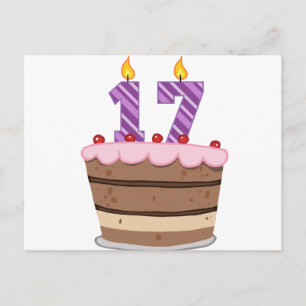 Carte Postale 17 ans sur le gâteau d'anniversaire