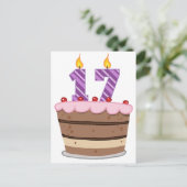 Carte Postale 17 ans sur le gâteau d'anniversaire (Debout devant)