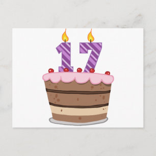 Carte Postale 17 ans sur le gâteau d'anniversaire