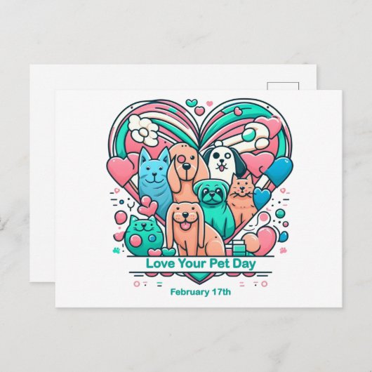 Carte Postale 17 fév Love Your Pet Day (Devant / Derrière)