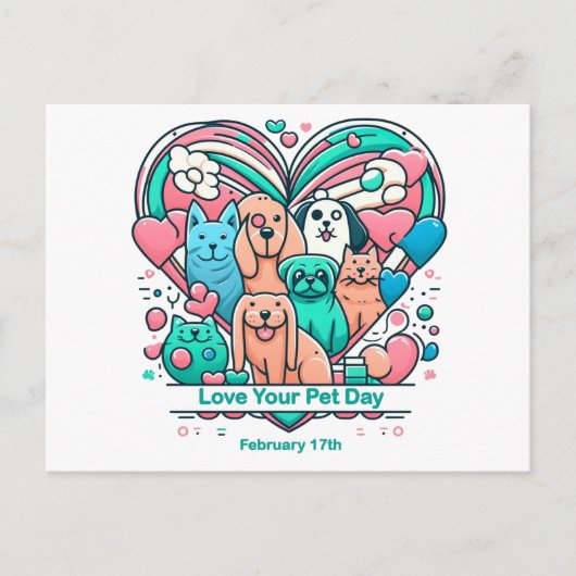 Carte Postale 17 fév Love Your Pet Day (Devant)