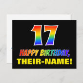 Carte Postale 17e anniversaire : Bold, amusant, simple, arc-en-c (Devant / Derrière)
