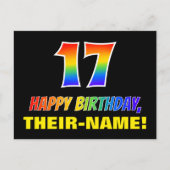 Carte Postale 17e anniversaire : Bold, amusant, simple, arc-en-c (Devant)