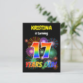 Carte Postale 17e anniversaire - Fun Fireworks, Rainbow Look "17 (Debout devant)