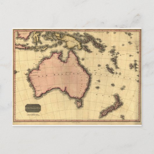 Carte Postale 1818 Australasia Map - Australia, Nouvelle-Zélande (Devant)