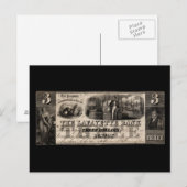 Carte Postale 1837 Lafayette Bank Note à trois dollars (Devant / Derrière)