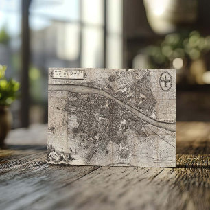 Carte Postale 1847 Molini Pocket Map de Florence Italie