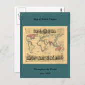Carte Postale 1850's Map of British Empire Throughout the World (Devant / Derrière)