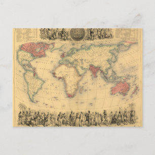 Carte Postale 1850's Map of British Empire Throughout the World