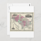 Carte Postale 1866 Johnson Map of Washington D.C. (Devant / Derrière)