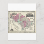 Carte Postale 1866 Johnson Map of Washington D.C. (Devant)