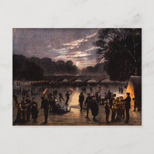 Carte Postale 1870 Patinage sur glace à Londres