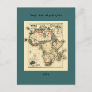 Carte Postale 1874 Map of Africa Antique African Print
