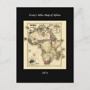 Carte Postale 1874 Map of Africa Antique African Print