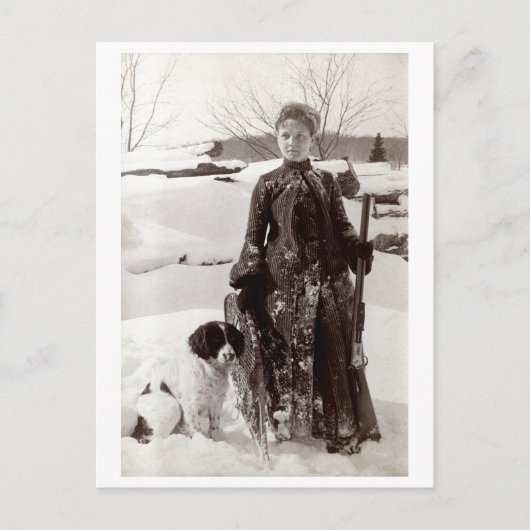 Carte Postale 1890 Femme et son chien de chasse breton (Devant)