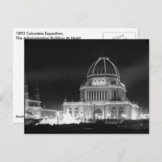 Carte Postale 1893 Columbia Exposition, bâtiment administratif (Devant / Derrière)