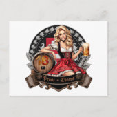 Carte Postale 18 ans - Blonde en Dirndl dit à votre santé Cheers (Devant)