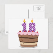 Carte Postale 18 ans sur le gâteau d'anniversaire (Devant / Derrière)