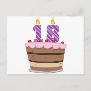 Carte Postale 18 ans sur le gâteau d'anniversaire