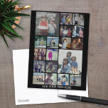 Carte Postale 18 Collage photo et texte - Peut modifier noir<br><div class="desc">Un design avec un arrière - plan noir basique. Utilisez jusqu'à 18 photos carrés pour créer un cadeau unique et personnel. Si vous avez besoin d'ajuster les images,  cliquez sur l'outil personnaliser pour apporter des modifications.</div>