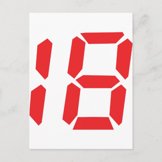 Carte Postale 18 dix-huit réveil rouge numéro numérique (Devant)