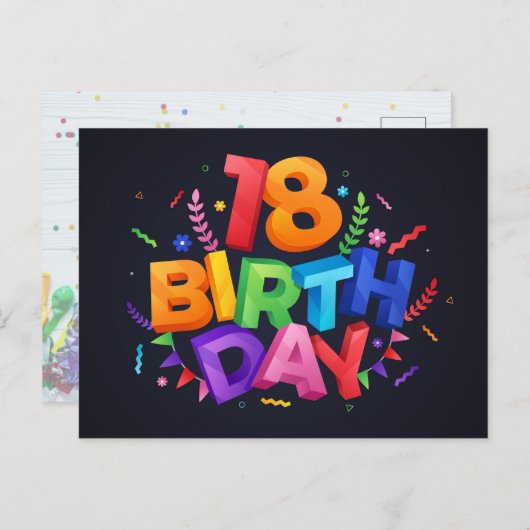 Carte Postale 18e anniversaire (Devant / Derrière)