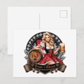 Carte Postale 18e anniversaire - Blonde en Dirndl dit Tchin (Devant / Derrière)