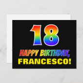 Carte Postale 18e anniversaire : Bold, amusant, simple, arc-en-c (Devant / Derrière)