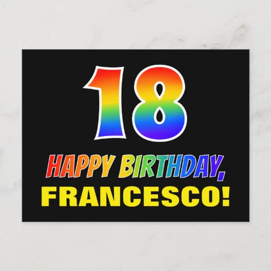Carte Postale 18e anniversaire : Bold, amusant, simple, arc-en-c (Devant)