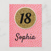 Carte Postale 18e - Anniversaire voeux rose parties scintillant (Devant)