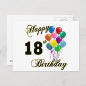 Carte Postale 18èmes cadeaux d'anniversaire heureux (Devant / Derrière)