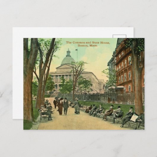 Carte Postale 1900 Common and State House Boston MA Poster (Devant / Derrière)