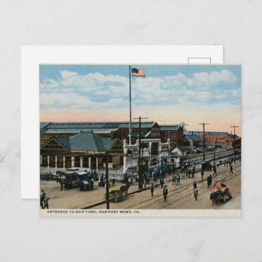 Carte Postale 1900 Navire Yard Newport News VA (Devant / Derrière)