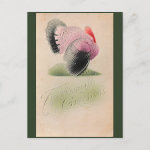 Carte Postale 1907 Vintage Thanksgiving rose et gris Turquie